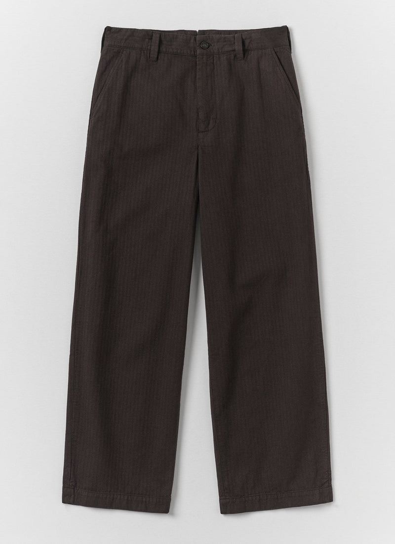 Jude Brushed Cotton Herringbone Pants | Chocolate