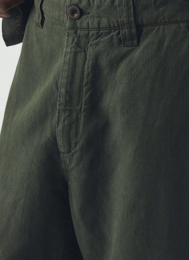 Rory Straight Leg Cotton Linen Pants | Dark Moss