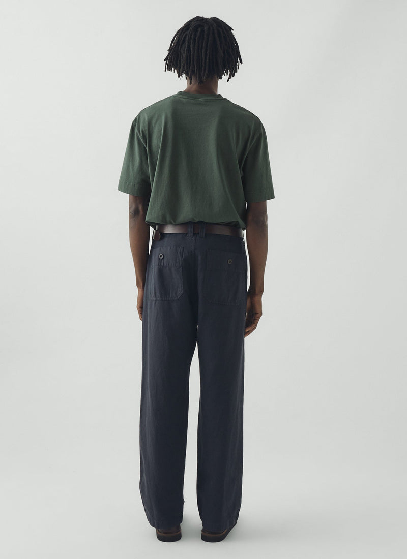 Rory Straight Leg Cotton Linen Pants | Washed Black
