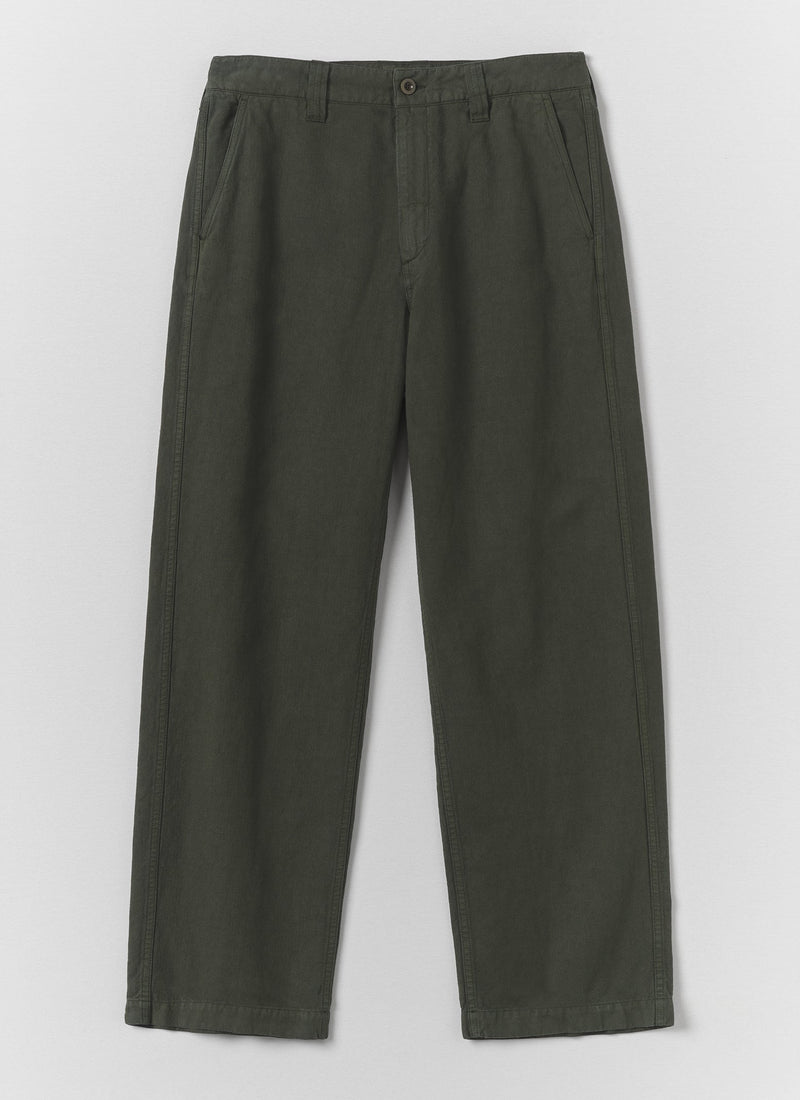 Rory Straight Leg Cotton Linen Pants | Dark Moss