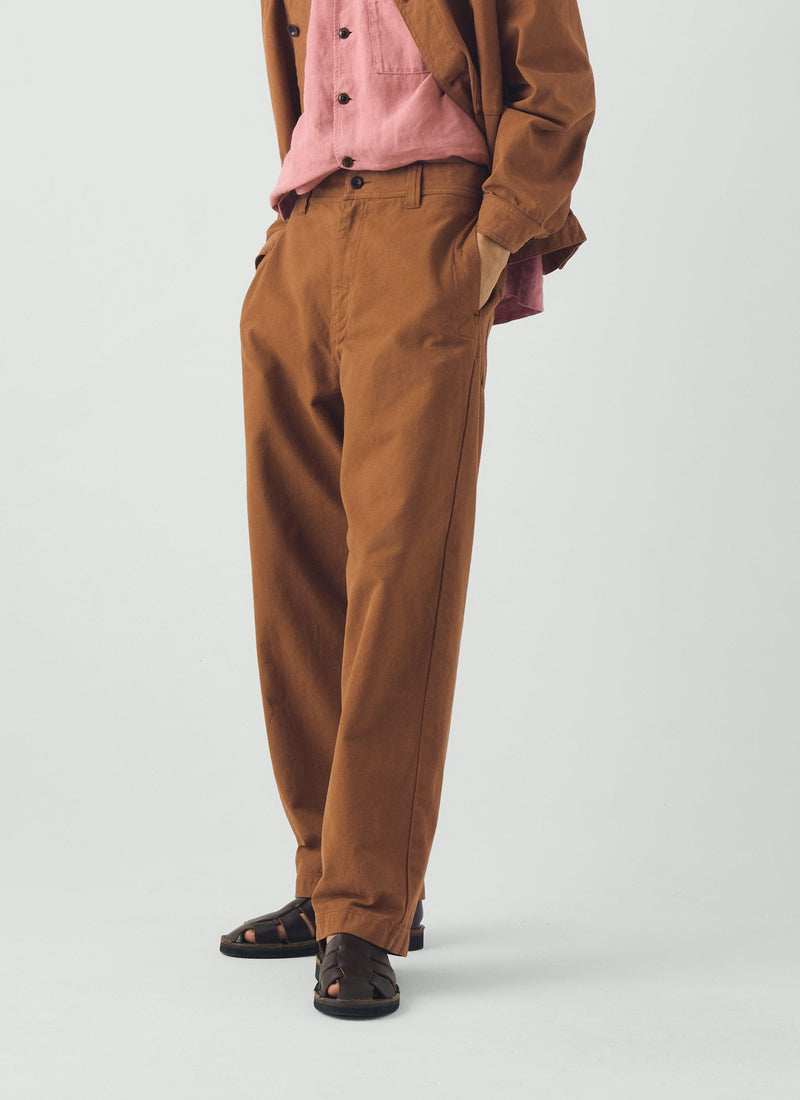 Jude Cotton Canvas Wide Leg Pants | Brown Anise
