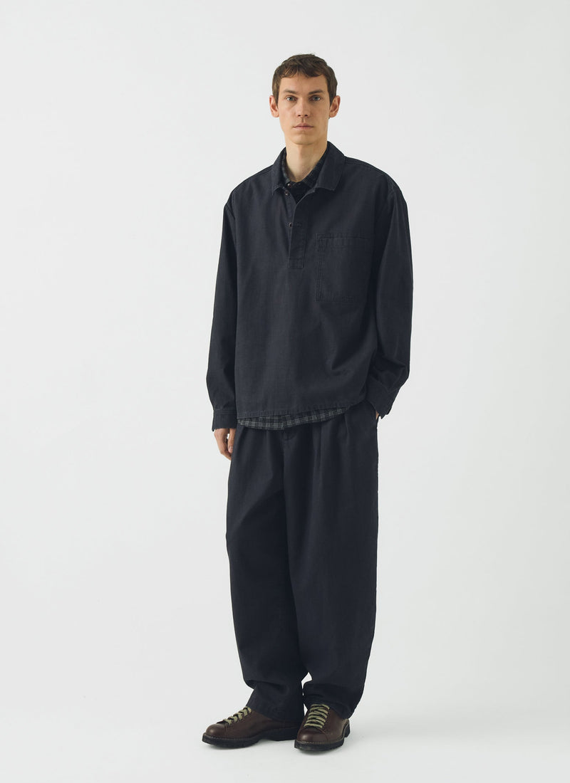 Casper Pigment Dye Cotton Pants | Blue Black