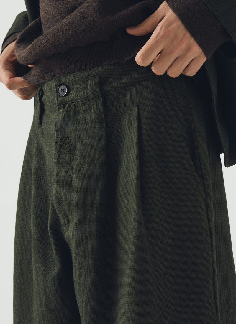 Bill Overdyed Micro Houndstooth Pants | Grey Olive