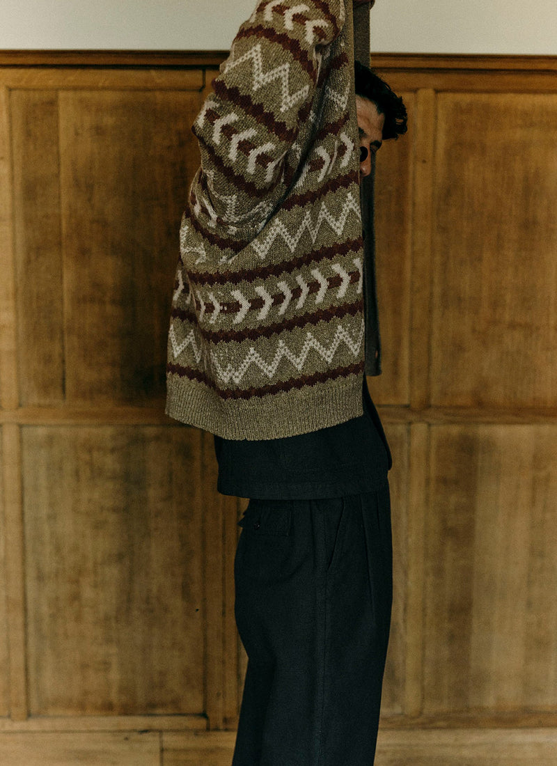Bill Overdyed Micro Houndstooth Pants | Grey Olive
