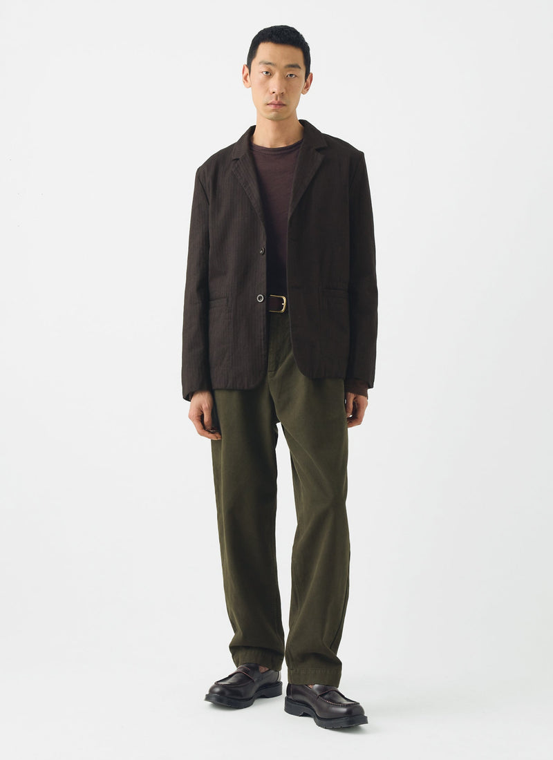 Otto Cotton Herringbone Pleated Pants | Tent Green