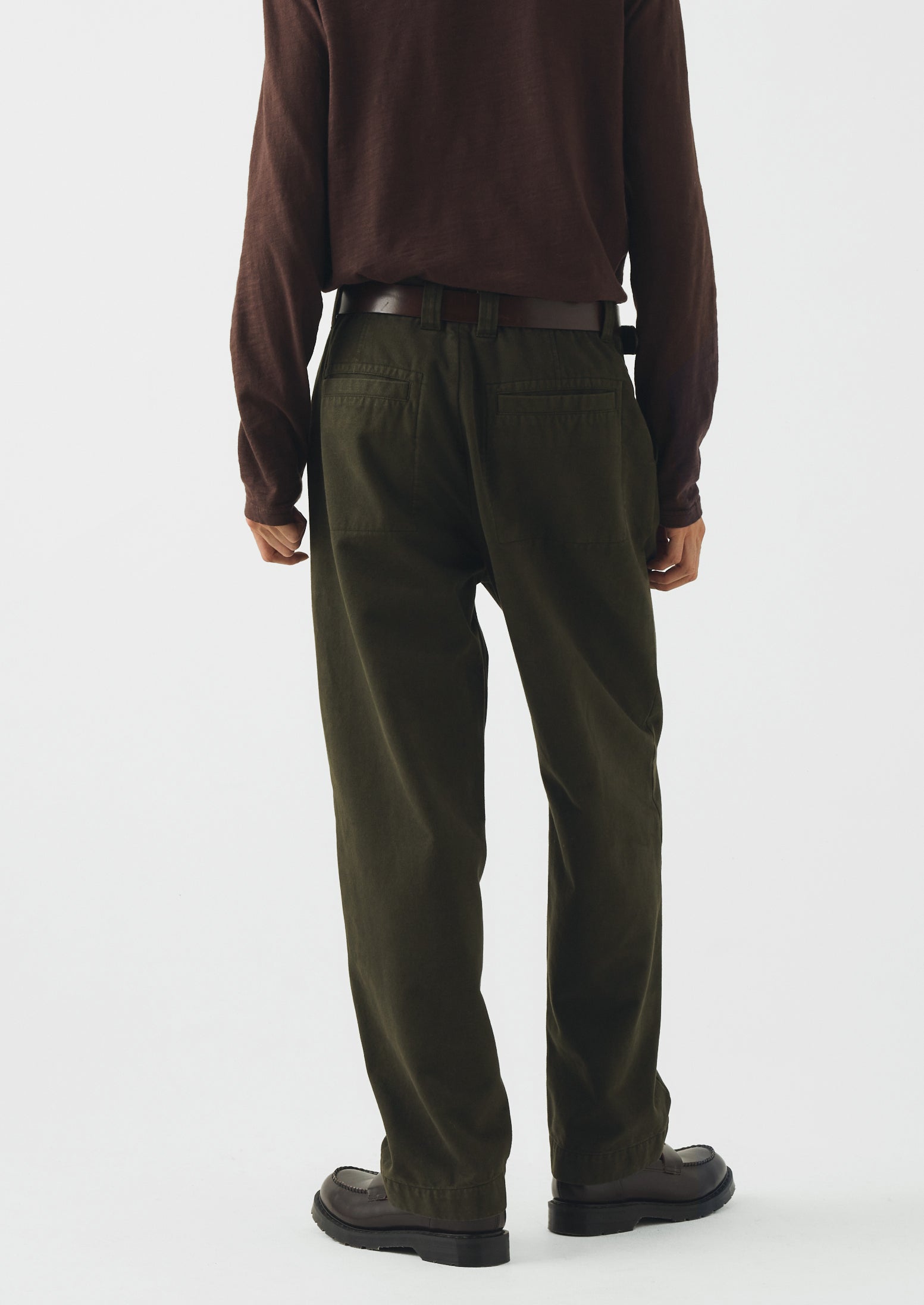 Otto Cotton Herringbone Pleated Pants | Tent Green | TOAST