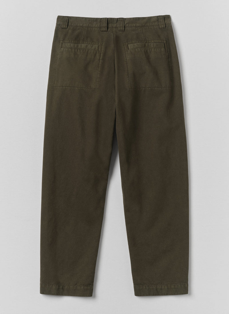 Otto Cotton Herringbone Pleated Pants | Tent Green
