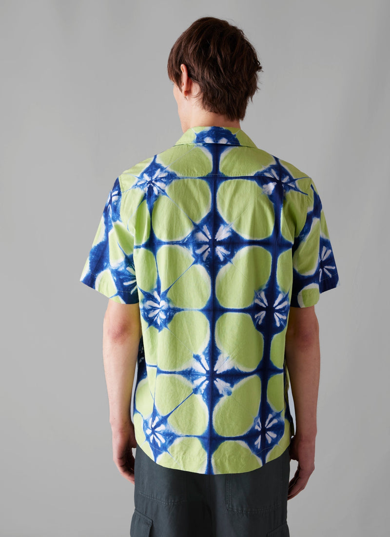 Clamp Dyed Short Sleeve Shirt | Lime Green