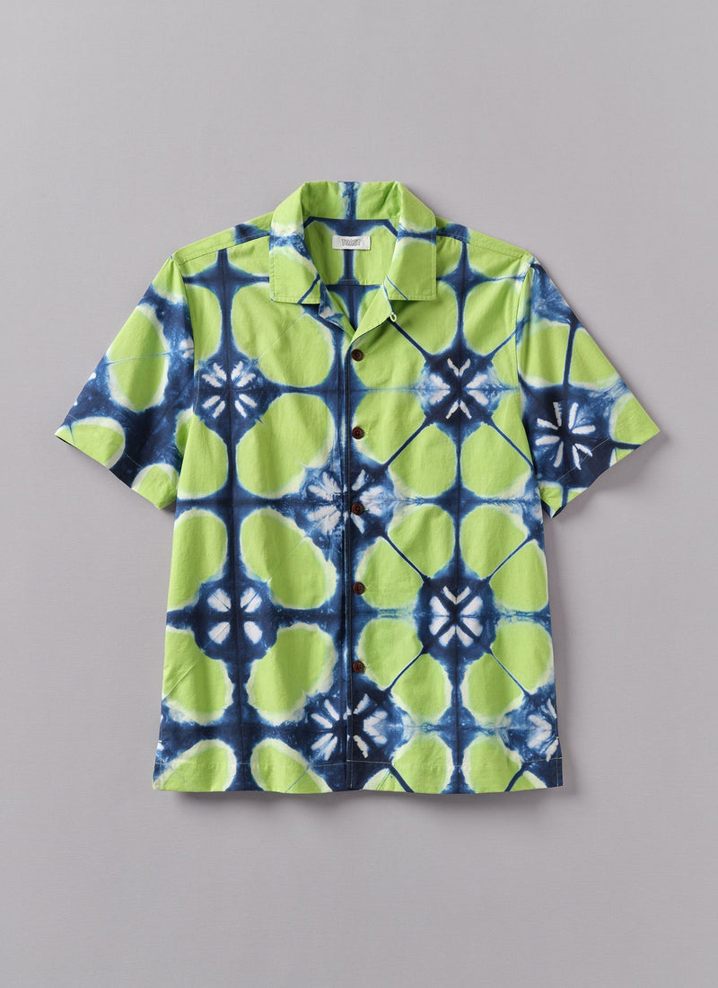 Clamp Dyed Short Sleeve Shirt | Lime Green