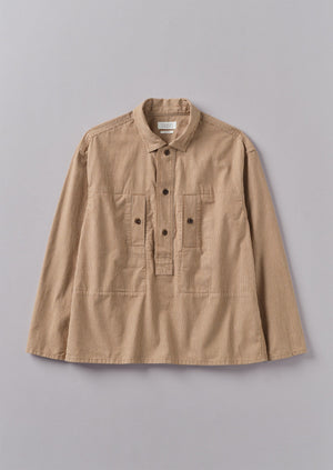 Half Placket Stripe Workwear Shirt | Ecru/Brown