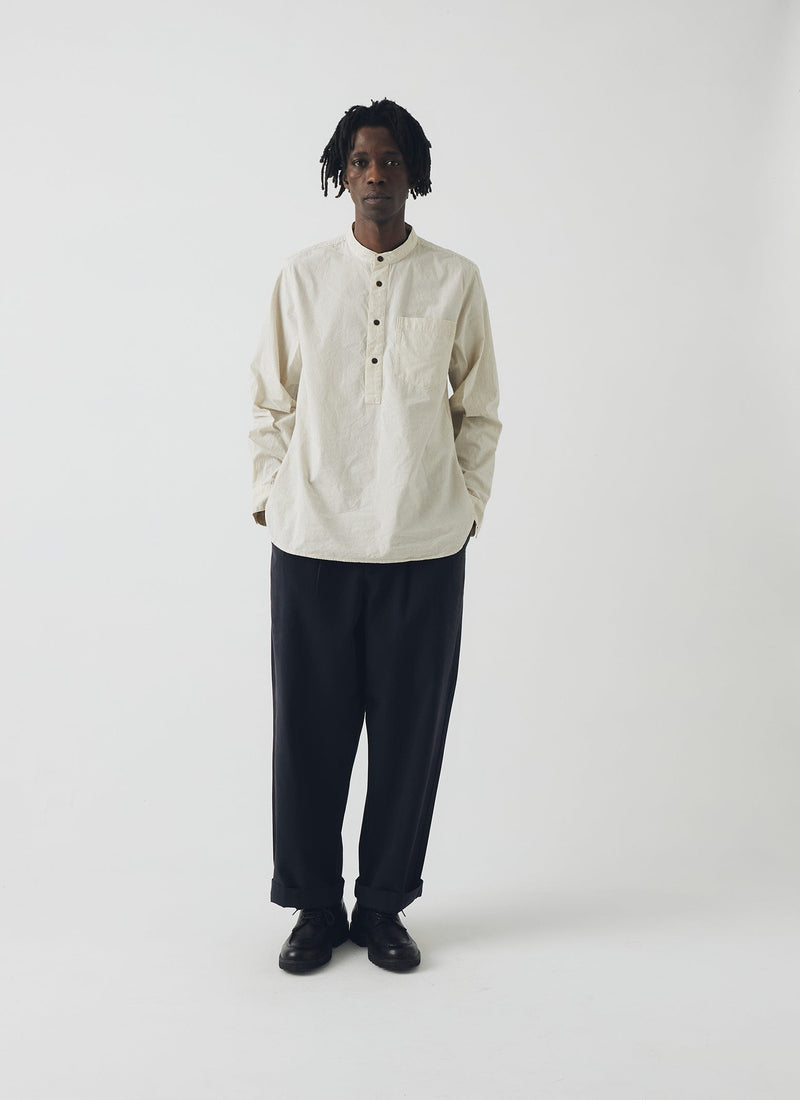grandad dress shirt Grandad Collar Stripe Pullover Shirt