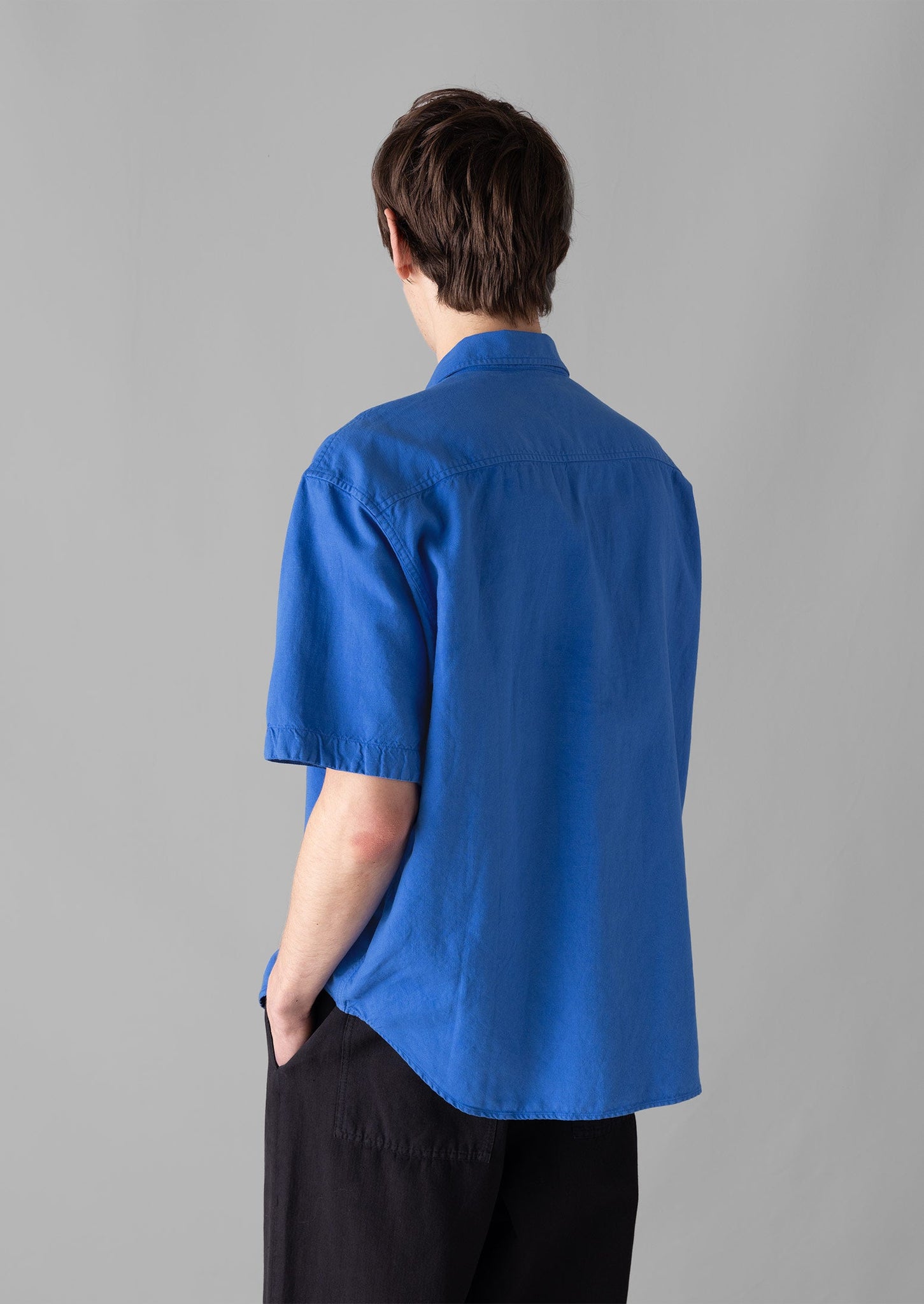 Dropped Shoulder Cotton Linen Shirt | Enamel Blue