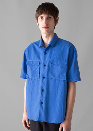 Dropped Shoulder Cotton Linen Shirt | Enamel Blue