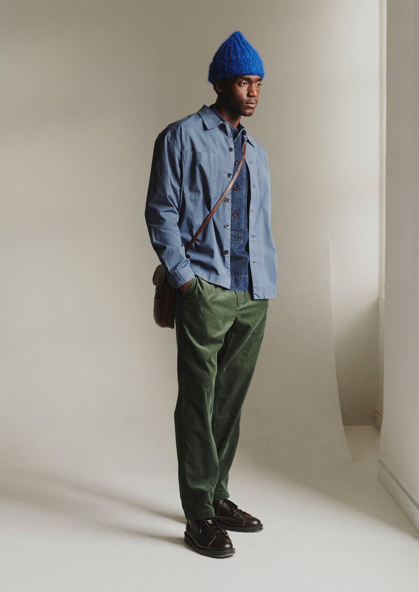 Garment Dyed Cotton Twill Shirt | Slate Blue