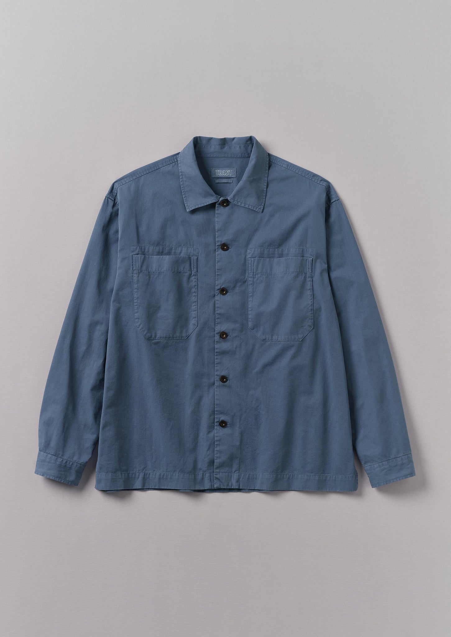 Garment Dyed Cotton Twill Shirt | Slate Blue