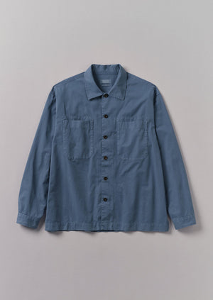 Garment Dyed Cotton Twill Shirt | Slate Blue