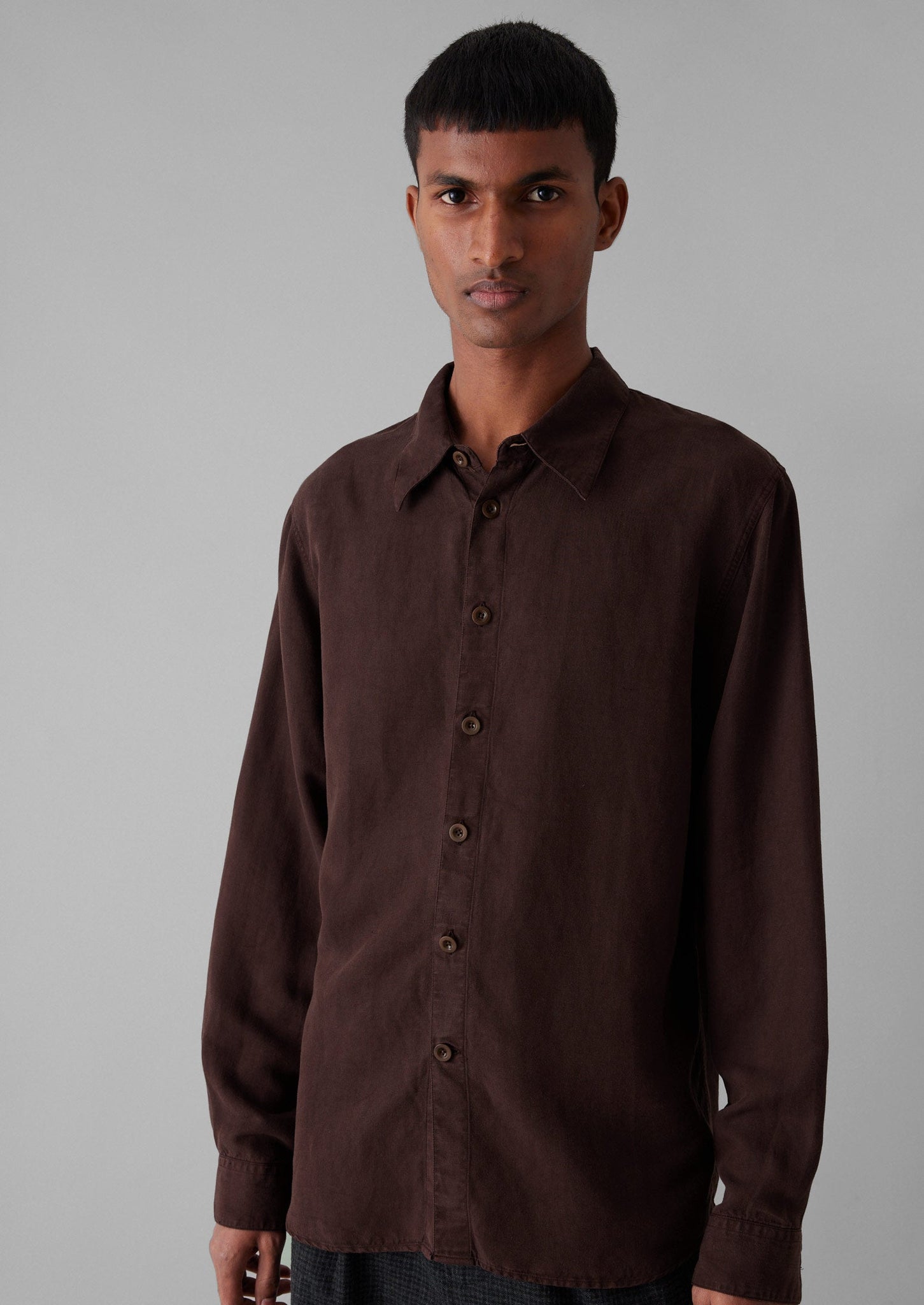 Garment Dyed Point Collar Shirt | Deep Burgundy