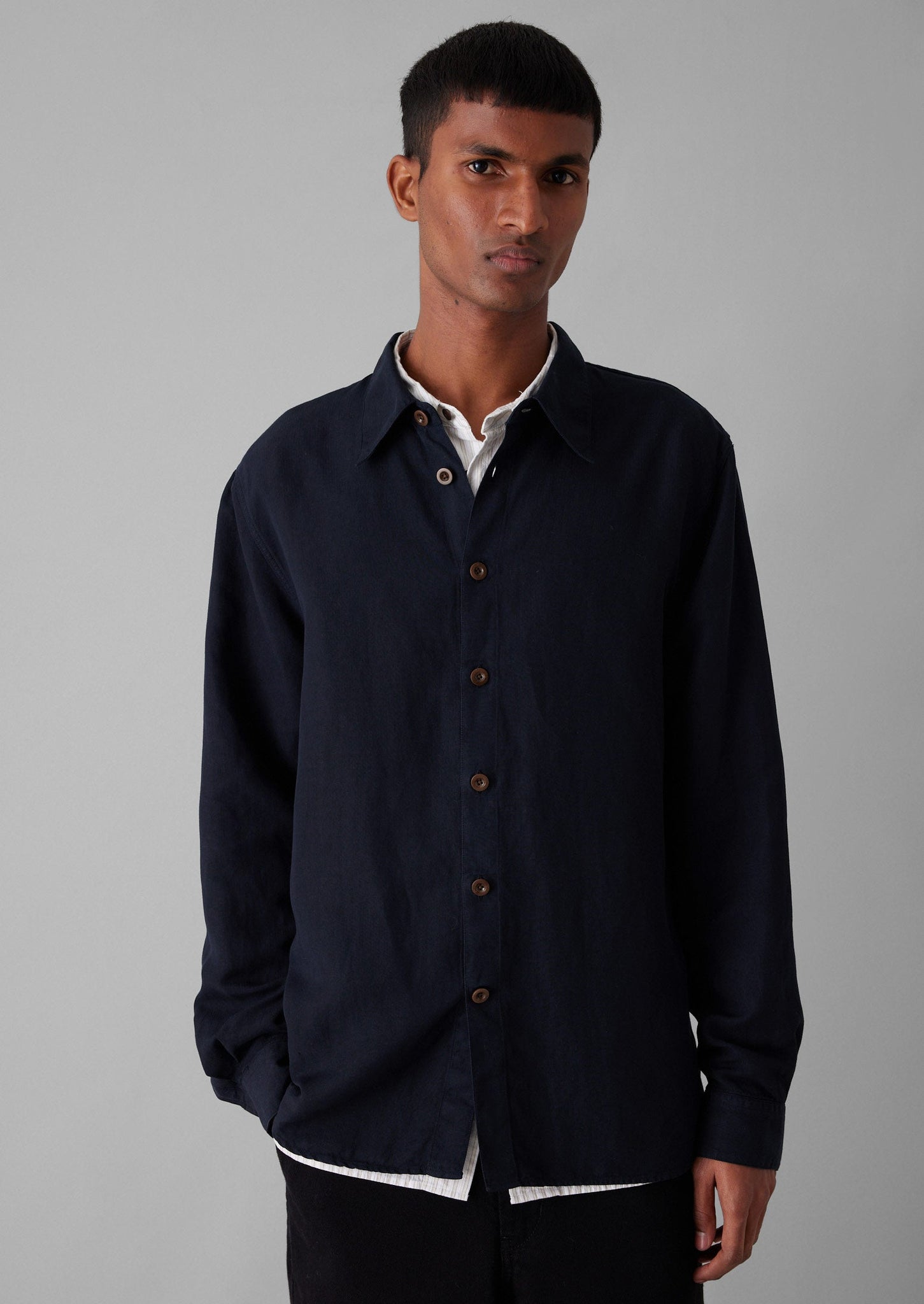 Garment Dyed Point Collar Shirt | Midnight