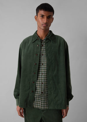 Point Collar Organic Cord Shirt | Dark Mineral Green