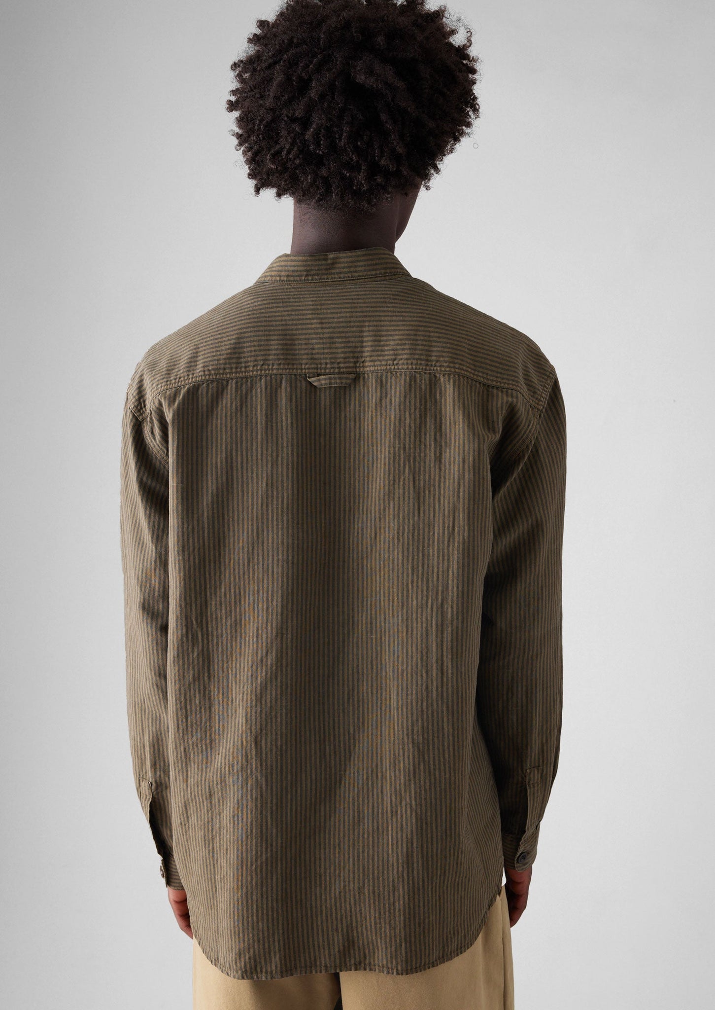 Garment Dyed Stripe Workwear Shirt | Fawn