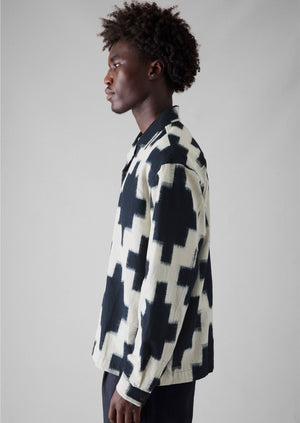 Camp Collar Ikat Shirt | Navy/Ecru