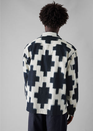 Camp Collar Ikat Shirt | Navy/Ecru