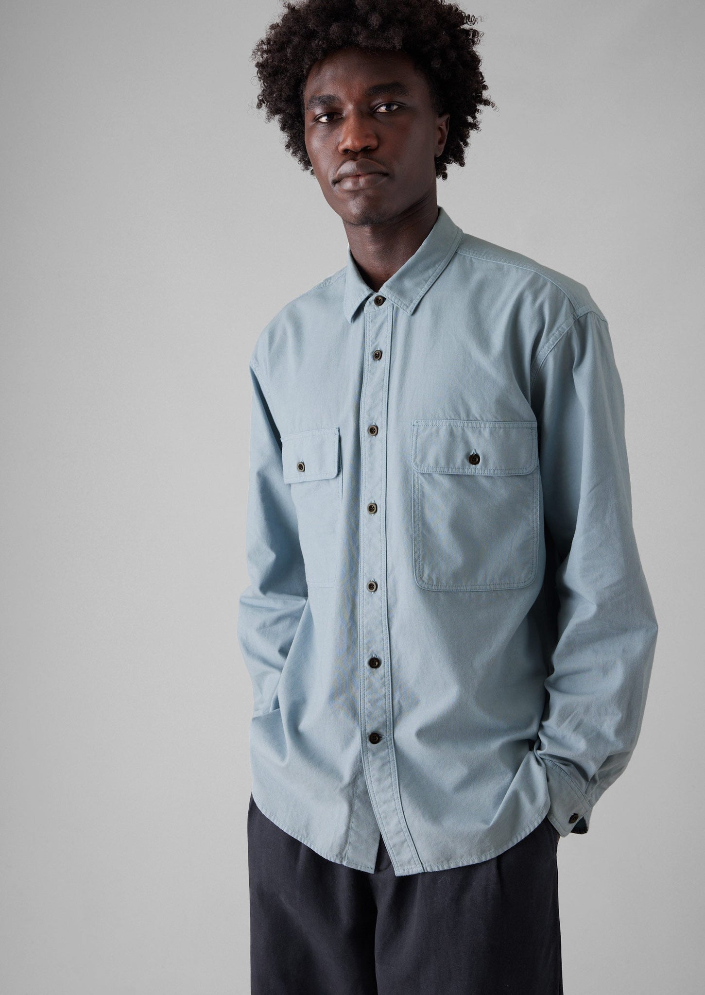 Garment Dyed Oxford Workwear Shirt | Mist Blue