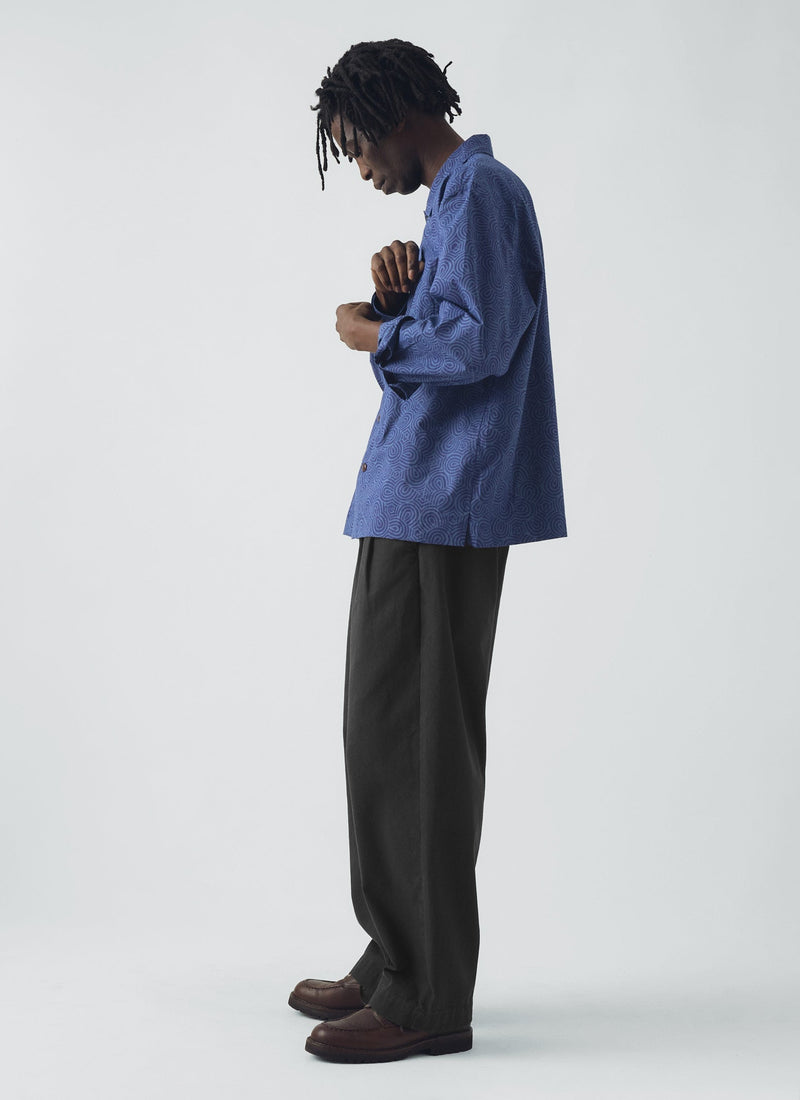 Tile Block Print Shirt | Misty Blue