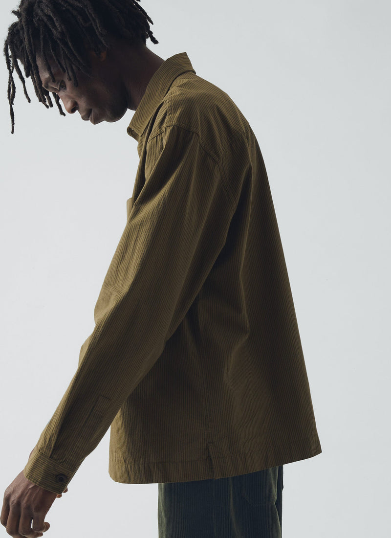 Large Pocket Popover Stripe Shirt | Olive