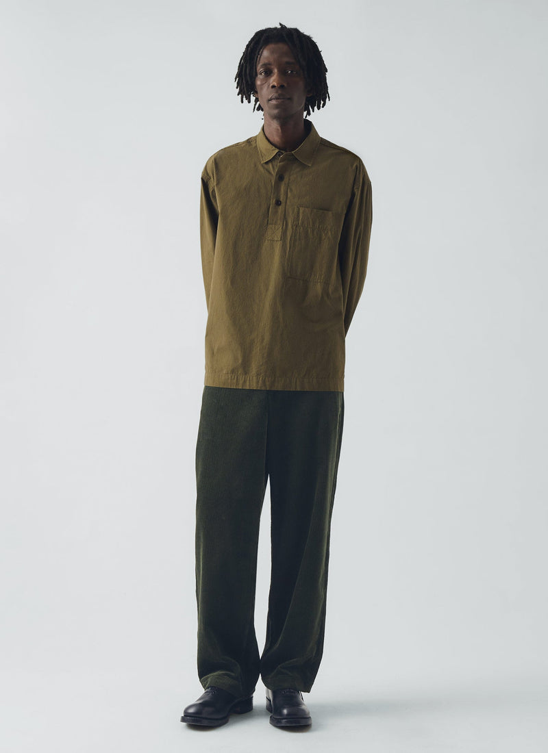 Large Pocket Popover Stripe Shirt | Olive