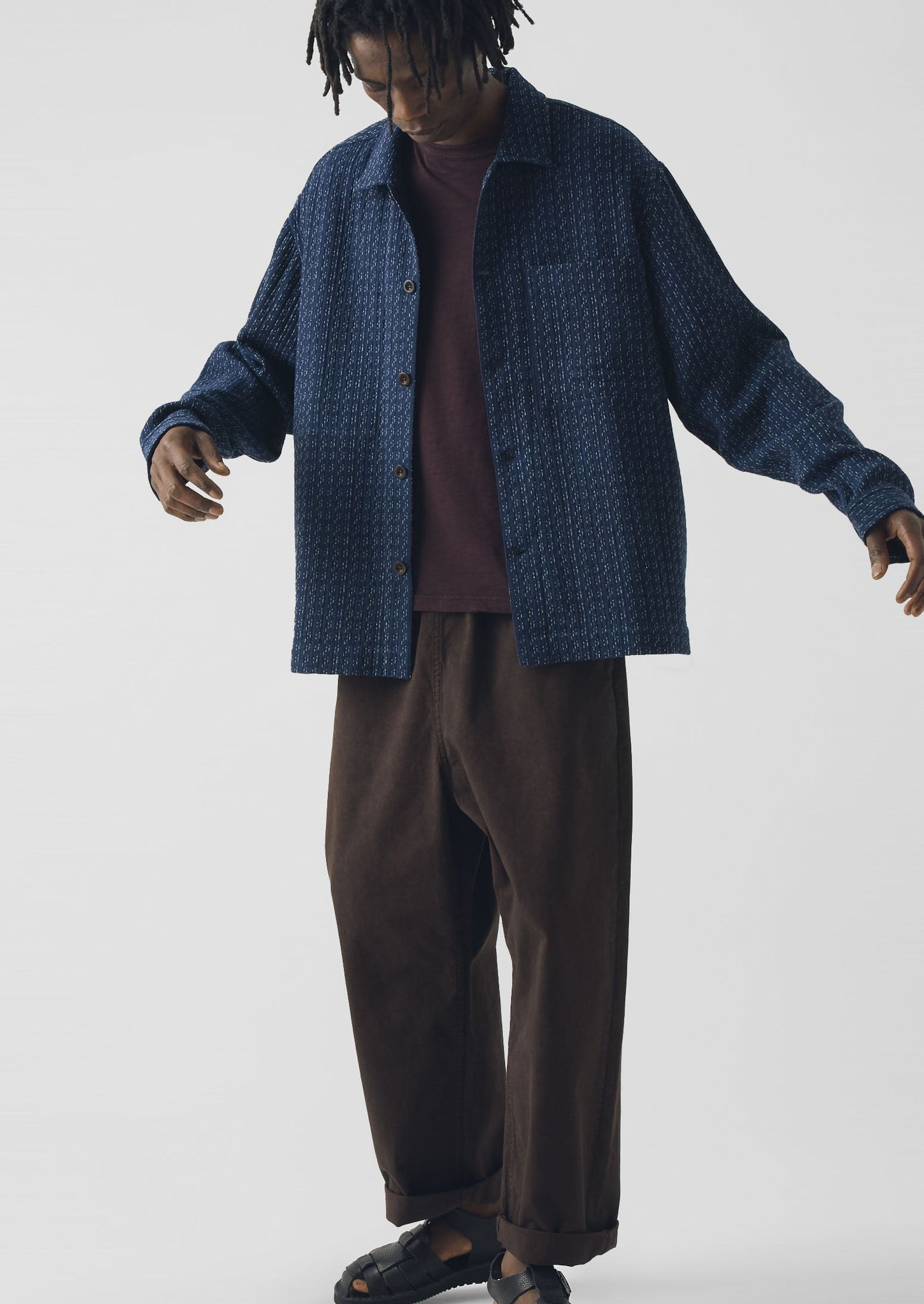 Scatter Stitch Cotton Shirt | Indigo