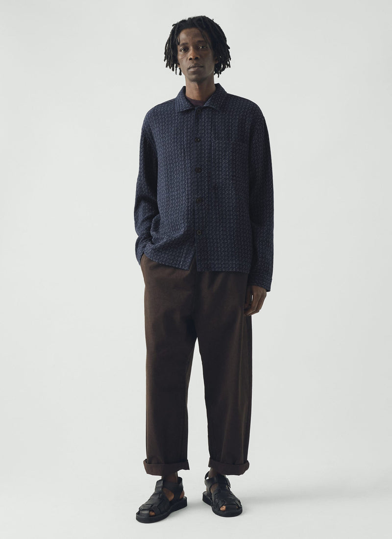 Scatter Stitch Cotton Shirt | Indigo
