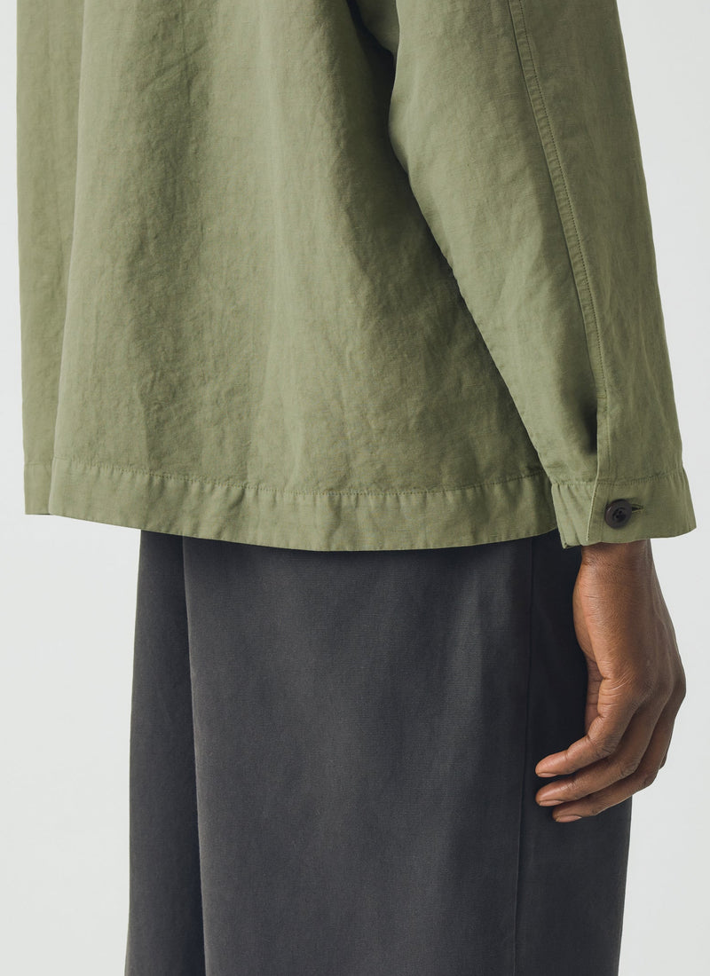Cotton Linen Pull Over Shirt | Light Sage