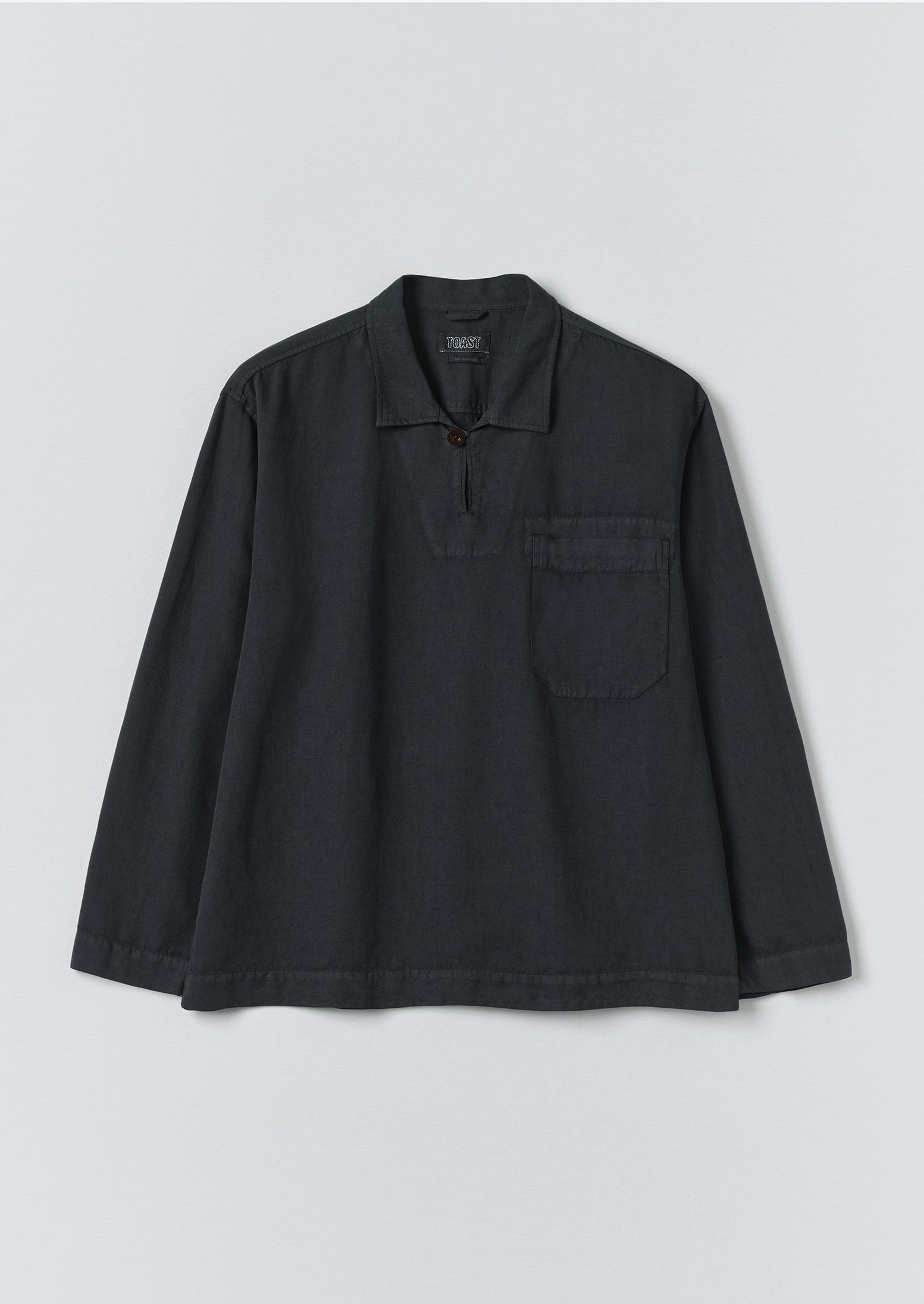 Cotton Linen Pull Over Shirt | Washed Black | TOAST