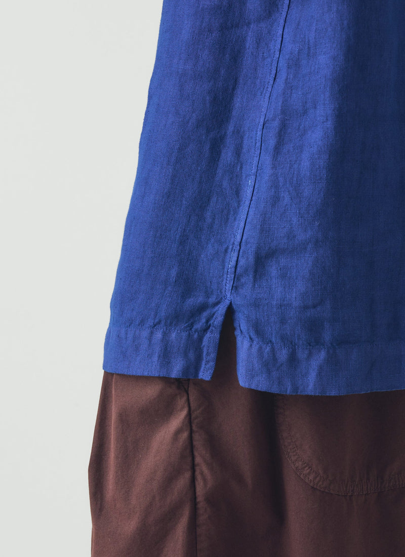 Short Sleeve Linen Shirt | Carmine Blue