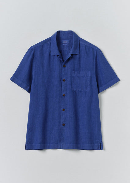 【あおい】silk/linen short カーディガン　Plage Linen Short Sleeve Shirt | Carmine Blue | TOAST