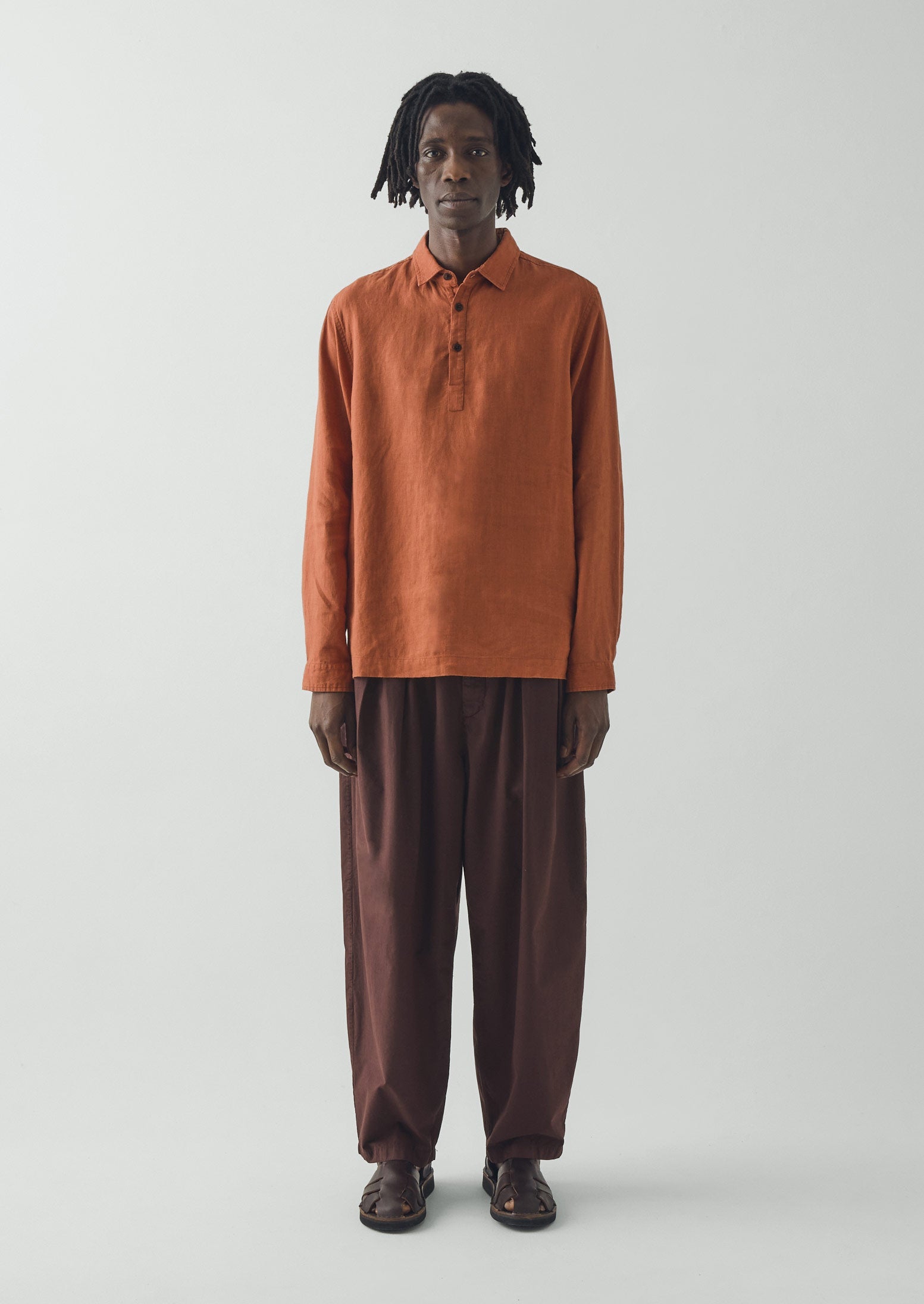 Half Placket Linen Shirt | Copper | TOAST