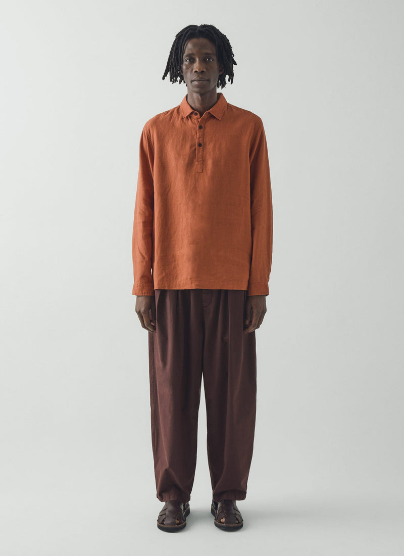 Half Placket Linen Shirt | Copper