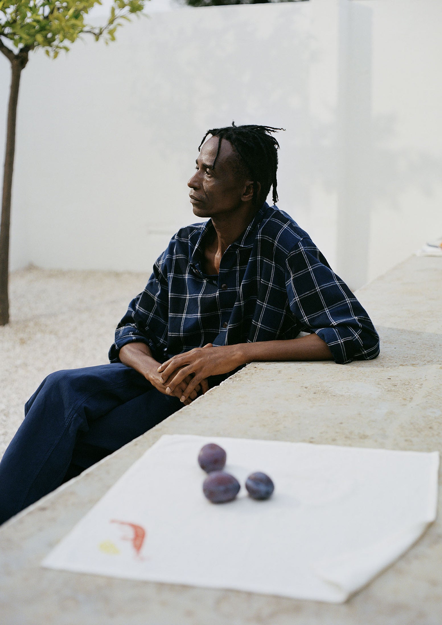 Market Check Cotton Linen Easy Shirt | Denim Blue | TOAST