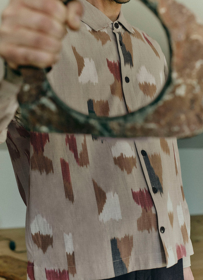 Shadow Cotton Ikat Shirt | Neutral