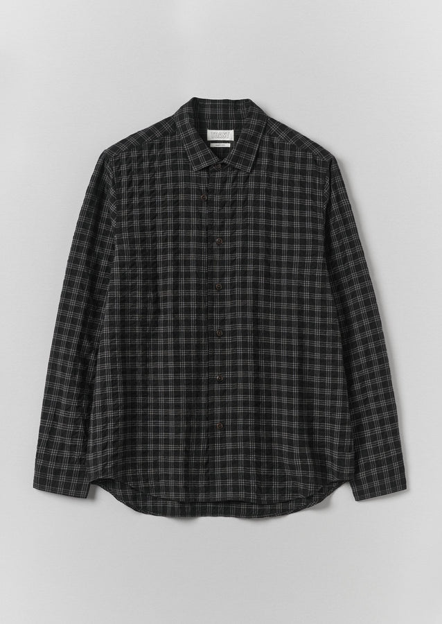 Popover Cotton Twill Workwear Shirt | Blue Black | TOAST
