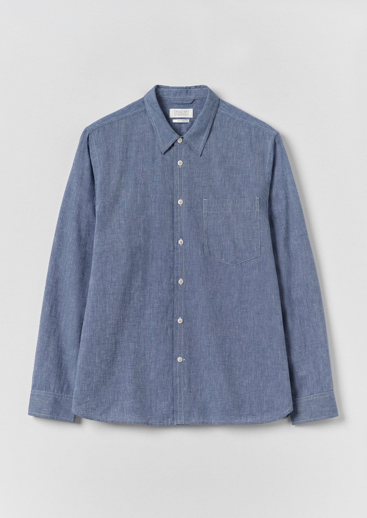 Cotton Linen Chambray Shirt | Chambray Blue | TOAST