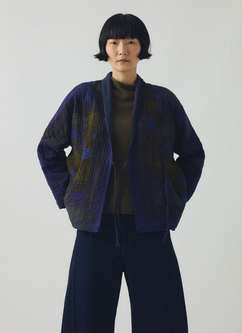 Overdyed Repurposed Kantha Jacket | Provence Blue
