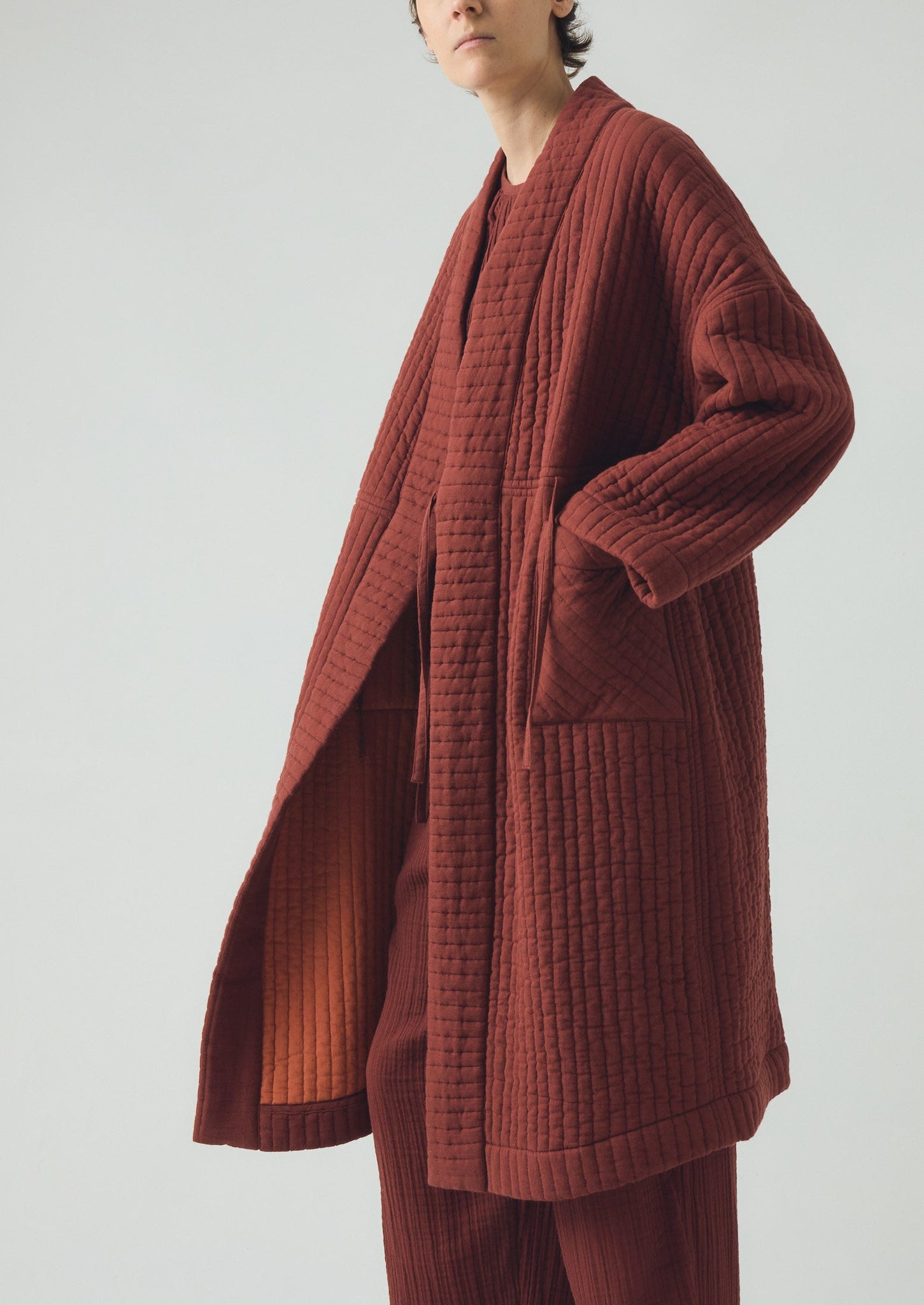 Quilted Cotton Gown | Deep Berry