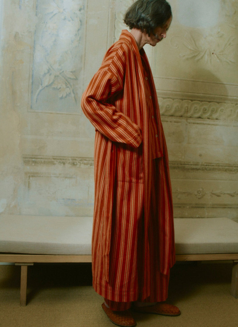 Forte Stripe Flannel Gown | Auburn/Nasturtium