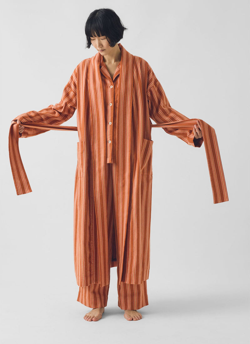 Forte Stripe Flannel Gown | Auburn/Nasturtium