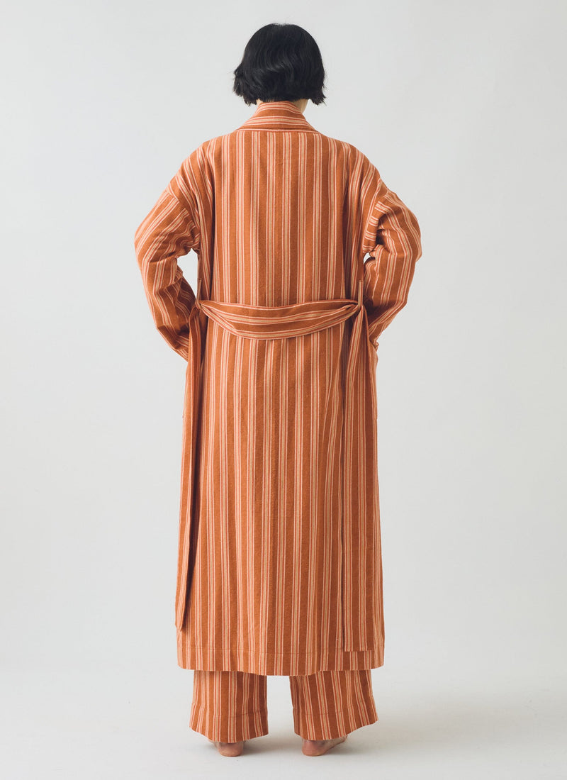 Forte Stripe Flannel Gown | Auburn/Nasturtium