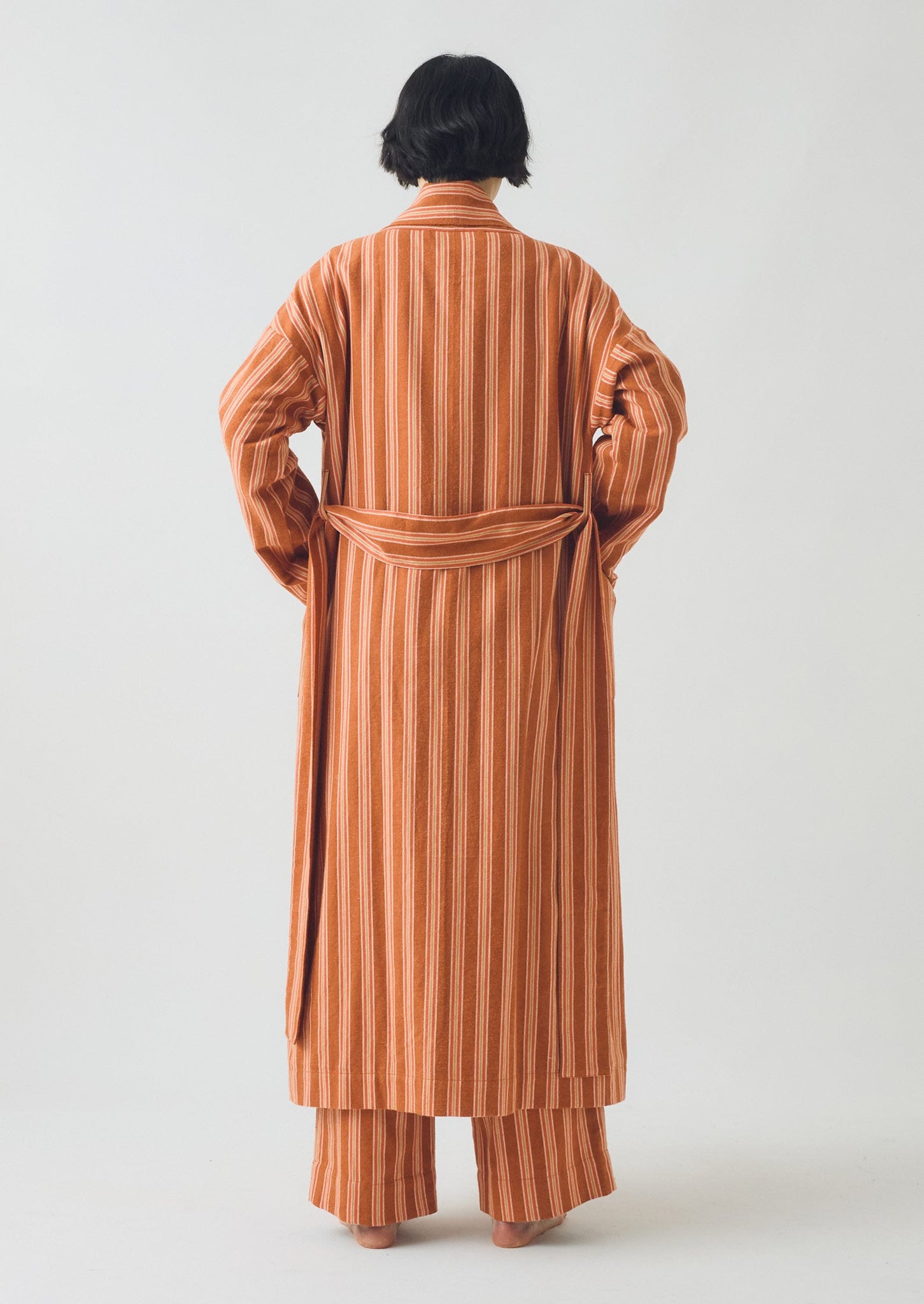 Forte Stripe Flannel Gown | Auburn/Nasturtium