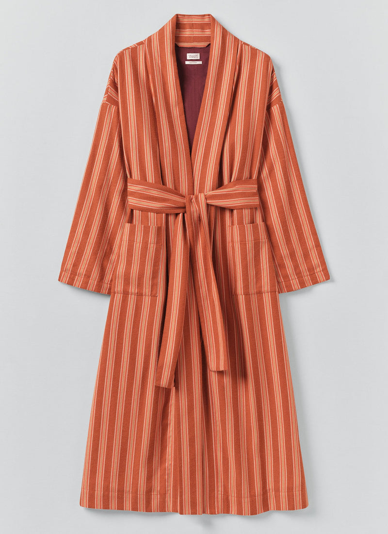 Forte Stripe Flannel Gown | Auburn/Nasturtium