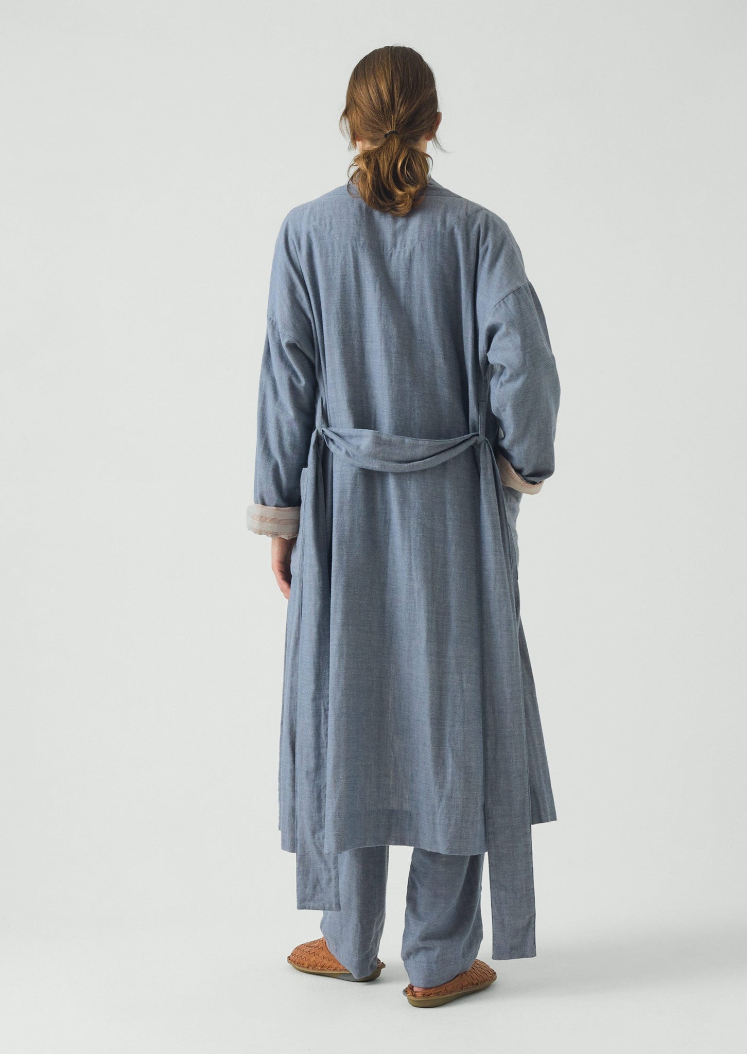 Soft Faced Cotton Gown | Blue Chambray